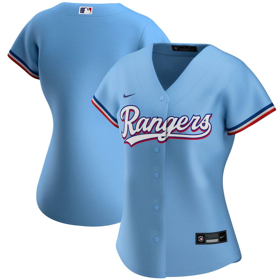 Cheap Womens Texas Rangers Nike Light Blue Alternate Replica Team MLB Jerseys